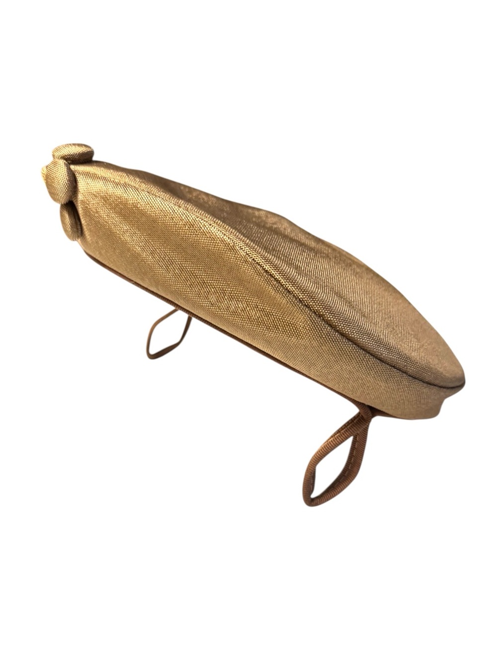 Milbrae Exclusives 50’s Textured Metallic Tan Adjustable Half Tilt Hat Millinery - Picture 3 of 7